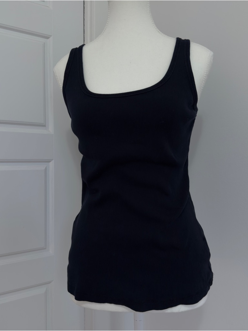Jessica Black Ribbed Square Neck Tank Top - Picture 2 of 6